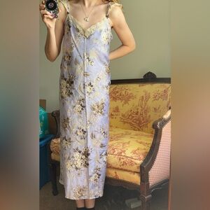 Vintage Oscar de La Renta Pink Label Maxi Slip Dress in Regency Pattern